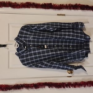 Izod blue plaid dress shirt large